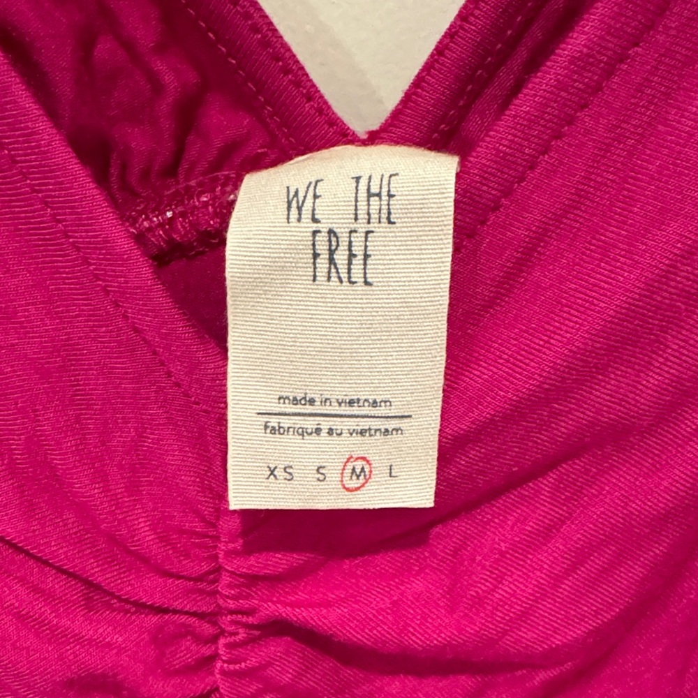 NWT Free People We The Free Magenta Ruched Bell Sleeve Blouse - Picture 2 of 4